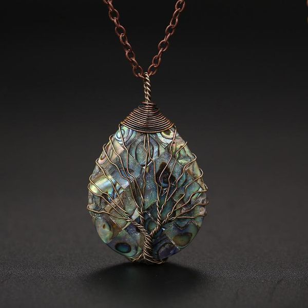 pendant necklaces natural handmade copper wire winding tree of life abalone colour shell water drop fashion jewelry for women's necklac, Silver
pendant necklaces natural handmade copper wire winding tree of life abalone colour shell water drop fashion jewelry for women's necklac, Silver