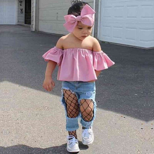 infant toddler baby girl clothing set kid fashion outfit casual tank pink off shoulder denim pants jeans clothes suit, White
infant toddler baby girl clothing set kid fashion outfit casual tank pink off shoulder denim pants jeans clothes suit, White