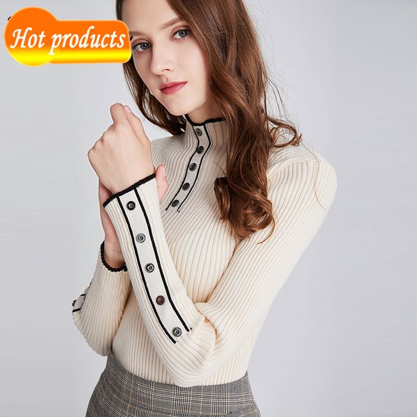 high-collar knit female winter pullovers knitted or crocheted thin-cut korean button for ladies long-sleeve sweater djnn, White;black
high-collar knit female winter pullovers knitted or crocheted thin-cut korean button for ladies long-sleeve sweater djnn, White;black