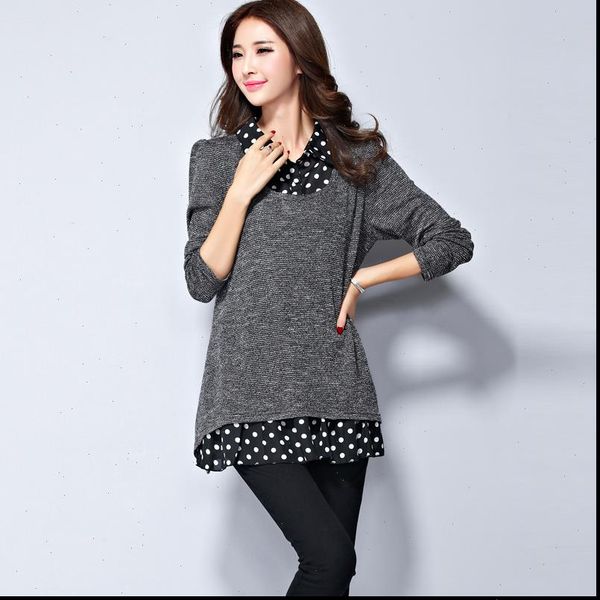 plus size knitted patchwork women blouses 2021 autumn fashion loose turn down collar polka ladies long sleeve shirt 5xl, White
plus size knitted patchwork women blouses 2021 autumn fashion loose turn down collar polka ladies long sleeve shirt 5xl, White