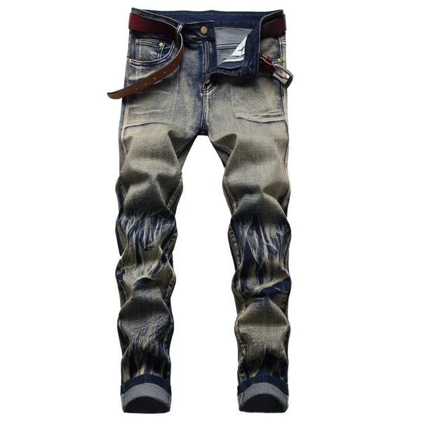 streetwear jeans men stretch slim retro scratch pleached straight casual full length denim trousers male european american style, Blue
streetwear jeans men stretch slim retro scratch pleached straight casual full length denim trousers male european american style, Blue