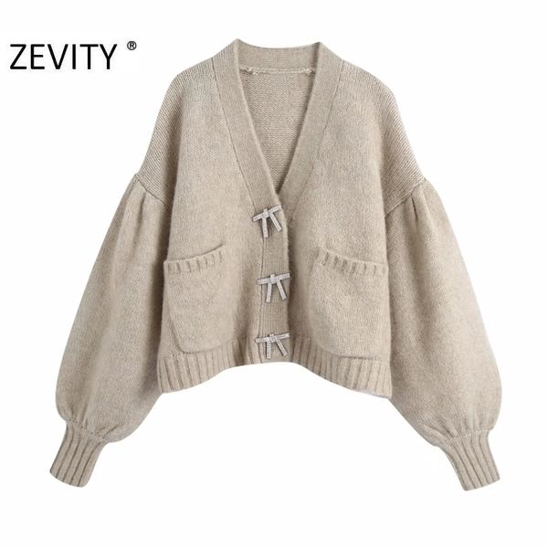 zevity new women fashion v neck pleats lantern sleeve casual short knitting sweater femme chic diamond button cardigan s459 201202, White;black
zevity new women fashion v neck pleats lantern sleeve casual short knitting sweater femme chic diamond button cardigan s459 201202, White;black