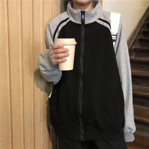 women high collar jacket coat color matching cardigan pocket female coat casual zipper up bomber jacket1, Black;brown
women high collar jacket coat color matching cardigan pocket female coat casual zipper up bomber jacket1, Black;brown
