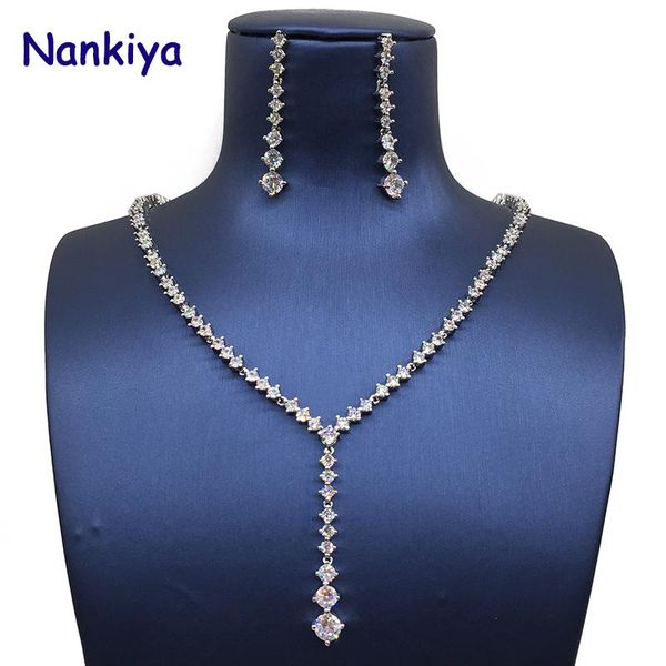 nankiya classic simple design earring necklace jewelry set cute cz tennis drop pandent bridal wedding set for party gift nc9009, Silver
nankiya classic simple design earring necklace jewelry set cute cz tennis drop pandent bridal wedding set for party gift nc9009, Silver