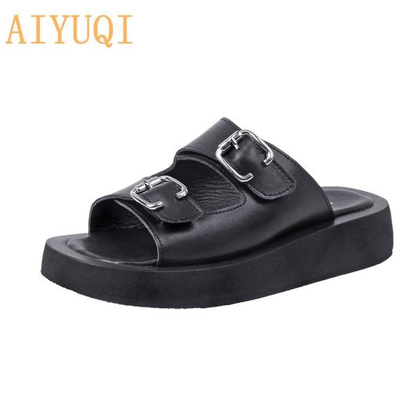 slippers aiyuqi summer slides women 2021 genuine leather ladies flat with muffins outside wear beach, Black
slippers aiyuqi summer slides women 2021 genuine leather ladies flat with muffins outside wear beach, Black