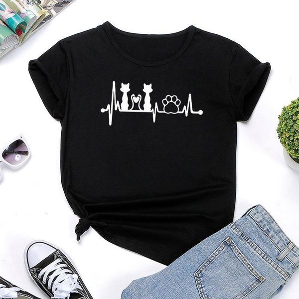 cat heartbeat electrocardiogram print t shirt women short sleeve o neck loose tshirt women tee shirt camisetas mujer, White
cat heartbeat electrocardiogram print t shirt women short sleeve o neck loose tshirt women tee shirt camisetas mujer, White