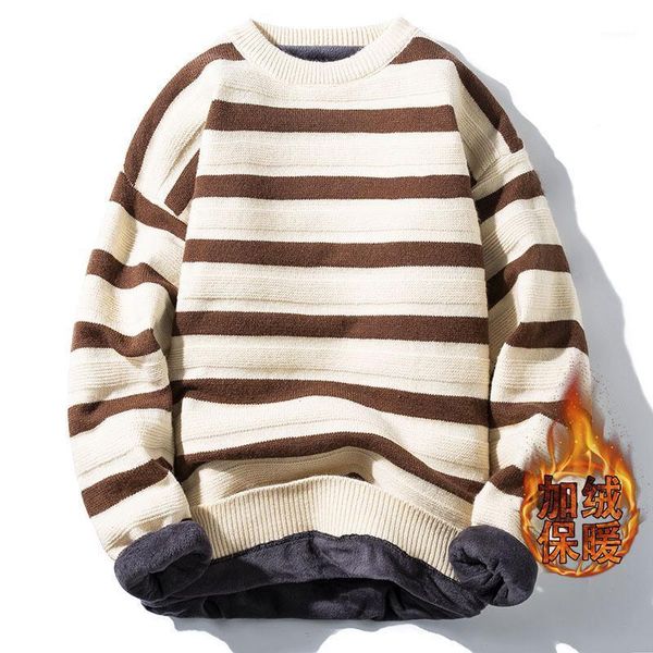 knitted sweater men 2021 winter new velvet thick sweater round neck warmth men's clothing striped1, White;black
knitted sweater men 2021 winter new velvet thick sweater round neck warmth men's clothing striped1, White;black