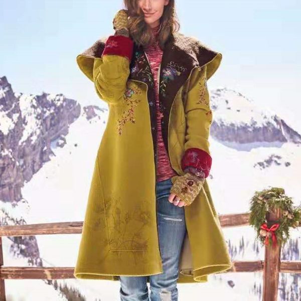 mixture of vintage women's loose-fitting floral printed long with winter hood wool casual woman's cardigan coat h89g, Black
mixture of vintage women's loose-fitting floral printed long with winter hood wool casual woman's cardigan coat h89g, Black