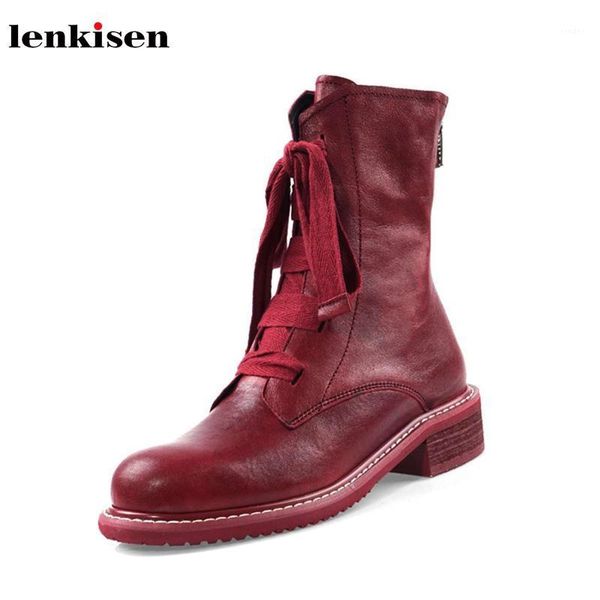 boots lenkisen genuine leathe med heels round toe vintage lace up campus rock winter warm women mid-calf l061, Black
boots lenkisen genuine leathe med heels round toe vintage lace up campus rock winter warm women mid-calf l061, Black