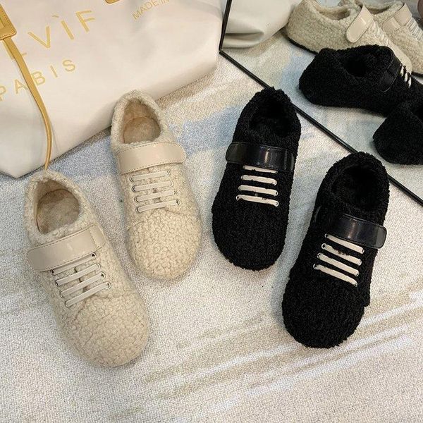 round toe shoes fur shoes women 2020 shallow mouth ladies loafers ladies flat casual women sports elegant new style, Black