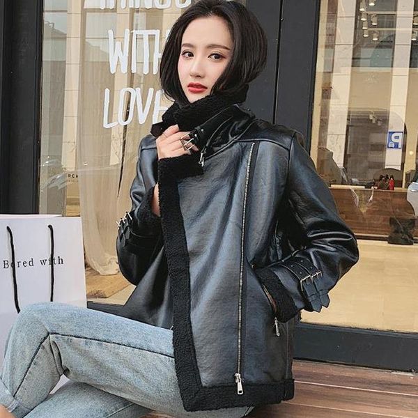 women's fur & faux women 2021 autumn winter motorcycle lambs wool jacket female lapels thick warm coat fashion casual outerwear g784, Black
women's fur & faux women 2021 autumn winter motorcycle lambs wool jacket female lapels thick warm coat fashion casual outerwear g784, Black