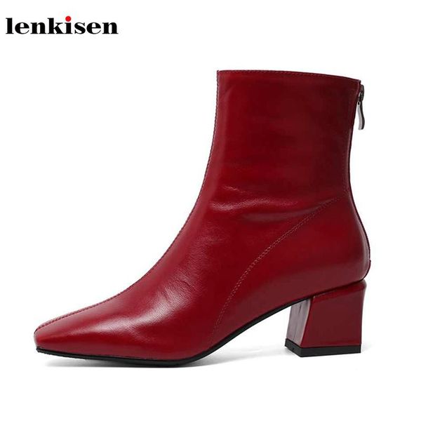 lenkisen genuine leather square toe classic basic high heels back zipper solid office lady keep warm winter women ankle bootsl29, Black
lenkisen genuine leather square toe classic basic high heels back zipper solid office lady keep warm winter women ankle bootsl29, Black