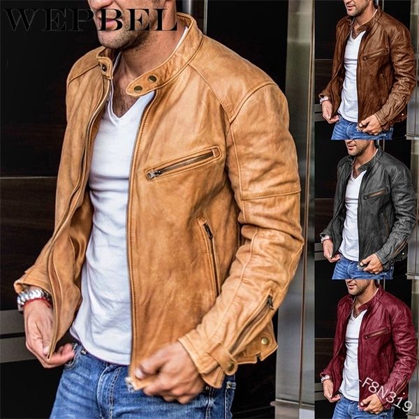 wepbel men's solid faux pu zipper button autumn winter long sleeve stand punk motorcycle leather jacket c1120, Black;brown
wepbel men's solid faux pu zipper button autumn winter long sleeve stand punk motorcycle leather jacket c1120, Black;brown
