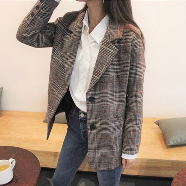 2020 spring short paragraph british retro plaid loose was thin wool woolen suit jacket female1, White;black
2020 spring short paragraph british retro plaid loose was thin wool woolen suit jacket female1, White;black
