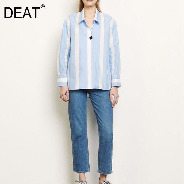 deat 2020 new spring and summer fashion runway styles women clothing turn-down collar cotton striped blue singe button shirt1, White
deat 2020 new spring and summer fashion runway styles women clothing turn-down collar cotton striped blue singe button shirt1, White