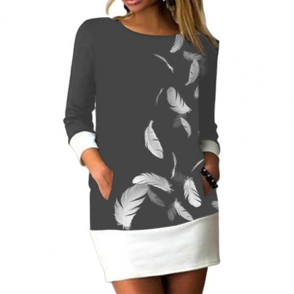 women es o neck long sleeve block feather print pocket loose mini vintage bodycon party club 6 color, Black;gray
women es o neck long sleeve block feather print pocket loose mini vintage bodycon party club 6 color, Black;gray