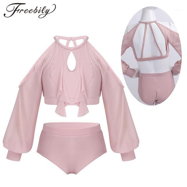 kids off shoulder tulle long sleeves ruffled crop with briefs set girls ballet dress outfit stage performance dance costume1, Black;red
kids off shoulder tulle long sleeves ruffled crop with briefs set girls ballet dress outfit stage performance dance costume1, Black;red