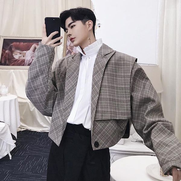 m-2xlretro plaid silhouette chic small suit tide brand men's short suit jacket coat.1, White;black
m-2xlretro plaid silhouette chic small suit tide brand men's short suit jacket coat.1, White;black