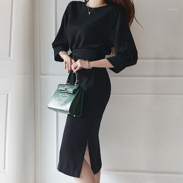 new arrival fashion comfortable solid simple formal dress temperamental work style cute basic sash pencil dress1, Black;gray 
new arrival fashion comfortable solid simple formal dress temperamental work style cute basic sash pencil dress1, Black;gray