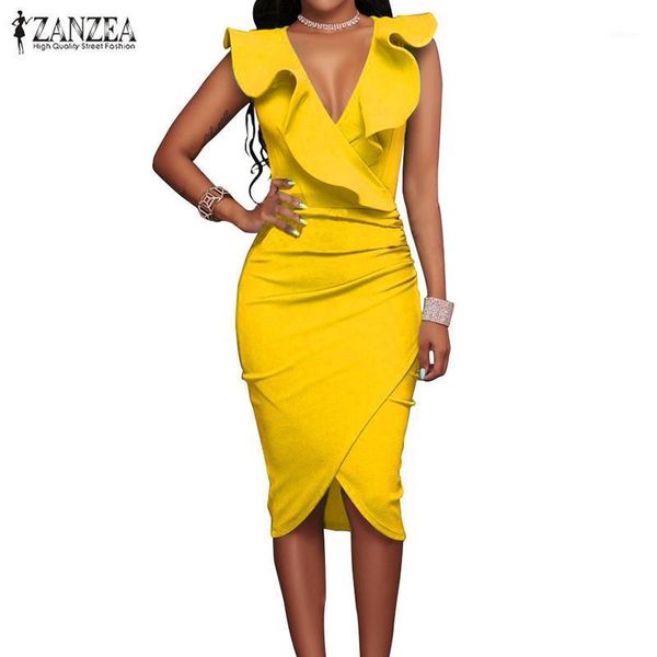 zanzea women 2020 summer ladies bodycon dress v neck sleeveless pencil ruffles bandage package hip vestidos plus size1, Black;gray
zanzea women 2020 summer ladies bodycon dress v neck sleeveless pencil ruffles bandage package hip vestidos plus size1, Black;gray