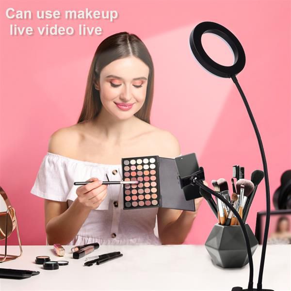 6 inch live fill lights deskclip light white light usb connection dimmable selfie ring vanity light with phone holder fast delivery
6 inch live fill lights deskclip light white light usb connection dimmable selfie ring vanity light with phone holder fast delivery