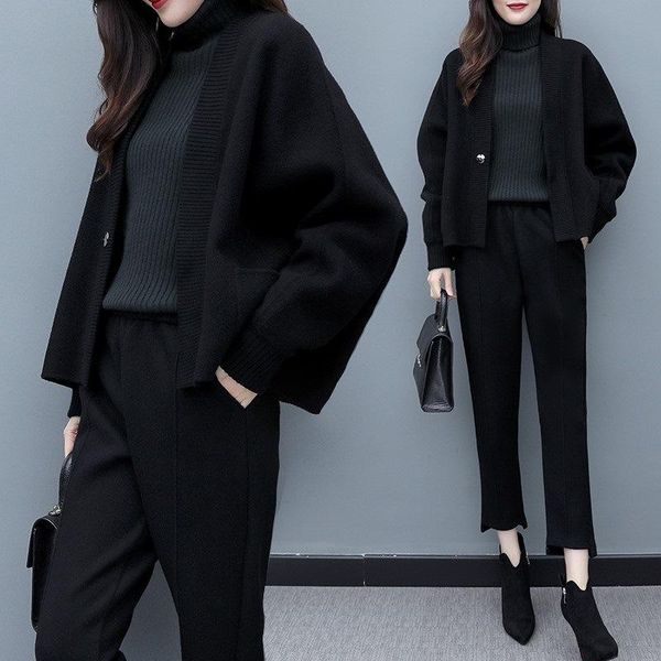 women's tracksuits woolen suit 2021 autumn winter elegant black +harem pants trousers 2 piece set casual fashion comfort suits, Gray
women's tracksuits woolen suit 2021 autumn winter elegant black +harem pants trousers 2 piece set casual fashion comfort suits, Gray