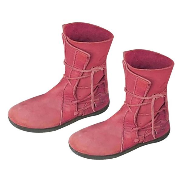 women boots pu leather retro lace up flat booties autumn winter casual shoes hsj88, Black
women boots pu leather retro lace up flat booties autumn winter casual shoes hsj88, Black