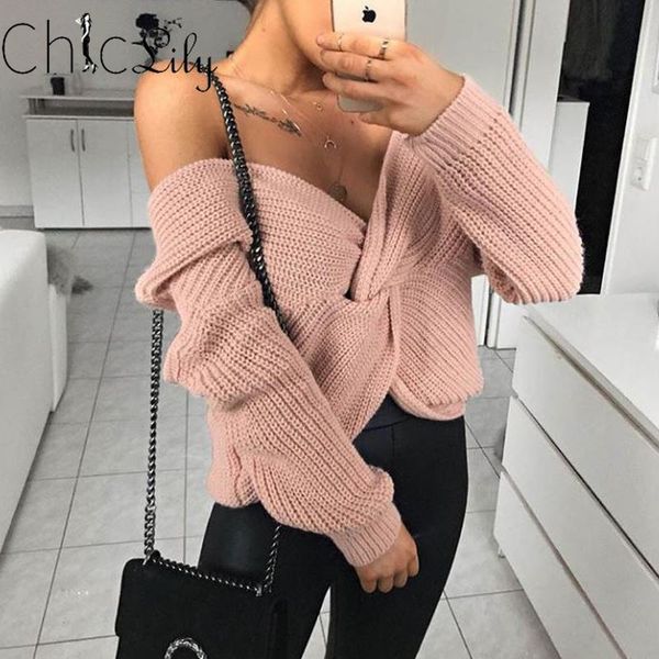 women's sweaters chiclily off shoulder knotted sweater long sleeve casual loose ladies winter clothes women 2021, White;black
women's sweaters chiclily off shoulder knotted sweater long sleeve casual loose ladies winter clothes women 2021, White;black