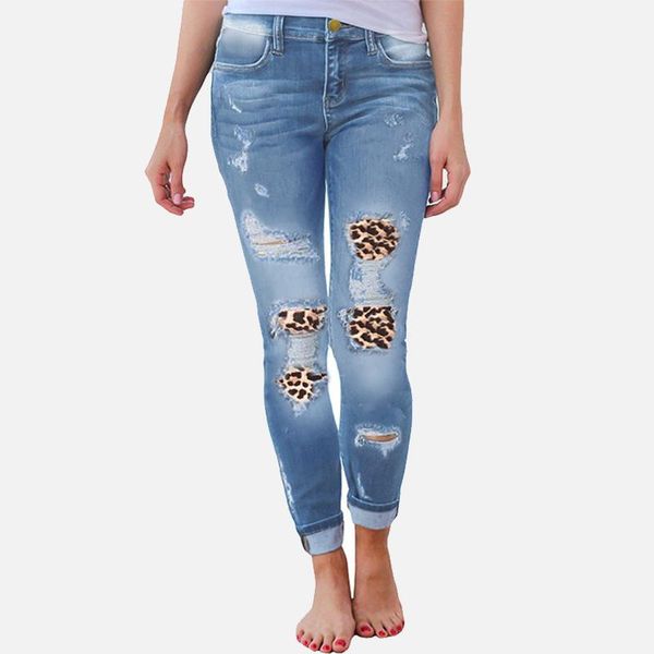 women's pants & capris ripped leopard patchwork denim mid waist zipper jeans pencil trouse cq 20211105, Black;white
women's pants & capris ripped leopard patchwork denim mid waist zipper jeans pencil trouse cq 20211105, Black;white