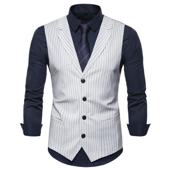 2020 men's stripe formal sport vest casual single-breasted v-neck fashionable men's english style casual suit waistcoat, Black;white
2020 men's stripe formal sport vest casual single-breasted v-neck fashionable men's english style casual suit waistcoat, Black;white