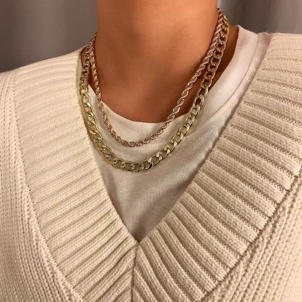 ins twisted rope chain necklace gold color chunky cuban chains necklaces for women minimalist steampunk collar jewelry party, Silver
ins twisted rope chain necklace gold color chunky cuban chains necklaces for women minimalist steampunk collar jewelry party, Silver
