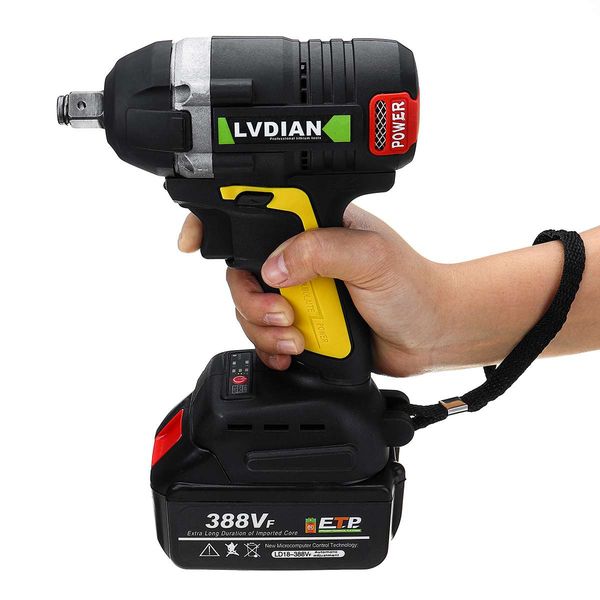 Wrench 630NM 388VF 19800mAh Rechargeable Brushless Cordless Electric Impact Wrench 3 in 1 with 2 Li-ion Battery Upgraded Power Tools