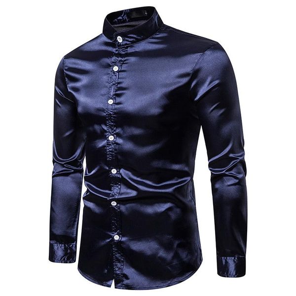 men's casual shirts autumn men satin smooth silk solid dress shirt fashion wedding party slim shiny long sleeve henry chemise homme, White;black
men's casual shirts autumn men satin smooth silk solid dress shirt fashion wedding party slim shiny long sleeve henry chemise homme, White;black