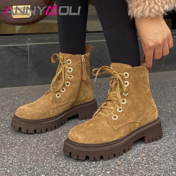 annymoli real leather cow suede platform high heel snow boots women shoes zip block heels ankle boots female short winter1, Black
annymoli real leather cow suede platform high heel snow boots women shoes zip block heels ankle boots female short winter1, Black