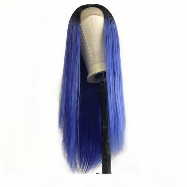 long straight synthetic lace front wig with black roots ombre blue high temperature hair women wigs middle part
long straight synthetic lace front wig with black roots ombre blue high temperature hair women wigs middle part