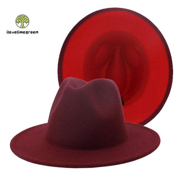 wide brim hats 2021 sell women men elegant fall winter fedora hat wine red patchwork jazz panama woollen felt and caps, Blue;gray
wide brim hats 2021 sell women men elegant fall winter fedora hat wine red patchwork jazz panama woollen felt and caps, Blue;gray