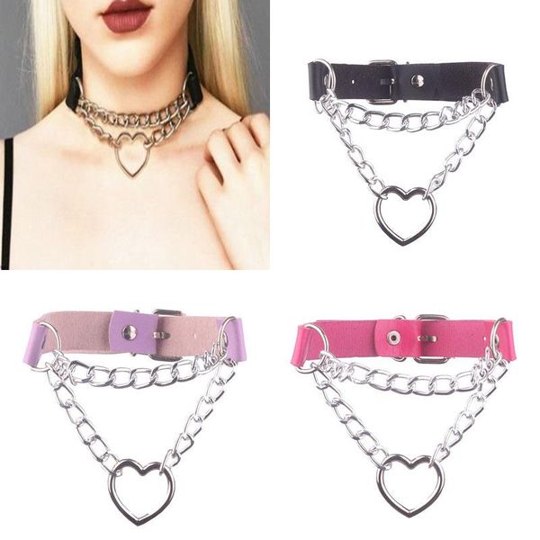 chokers women hiphop punk adjustable heart choker necklace chain link pu collar gothic leather metal jewelry necklaces 2021, Golden;silver
chokers women hiphop punk adjustable heart choker necklace chain link pu collar gothic leather metal jewelry necklaces 2021, Golden;silver
