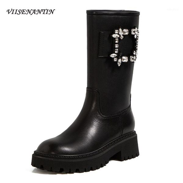 rhinestone square buckle real leather platform round toe mid-thick heel motorcycle rainboots women height increase chunky shoes1, Black
rhinestone square buckle real leather platform round toe mid-thick heel motorcycle rainboots women height increase chunky shoes1, Black