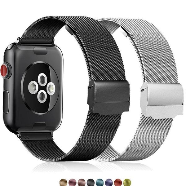band compatible for watch series 12 3 4 5 42mm 38mm strap for iwatch watchband 40mm 44mm milanese stainless steel jllvis, Black;brown