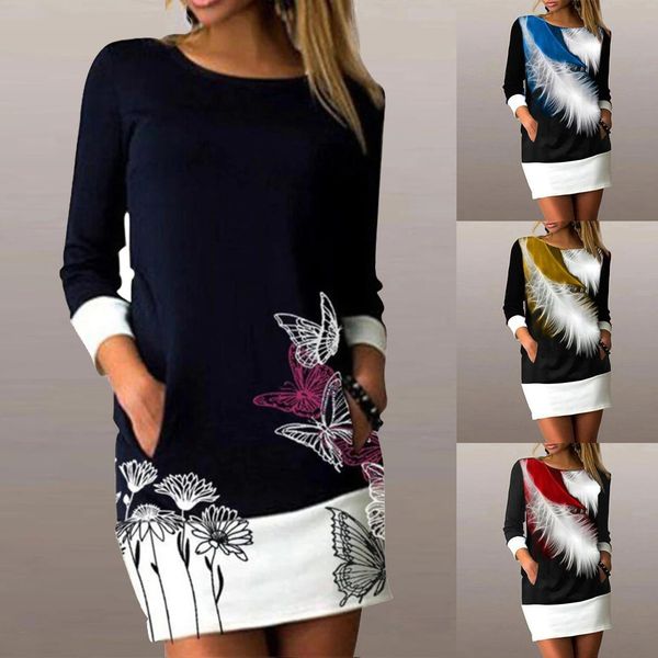 fashion women o neck long sleeve color block feather print pockets loose mini pairing with high heels street wear, Black;gray
fashion women o neck long sleeve color block feather print pockets loose mini pairing with high heels street wear, Black;gray