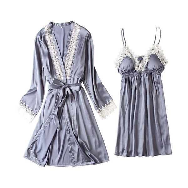 women's sleepwear women 2pcs dress bathrobe nightwear daily casual home lounge brand comfortable loose elegant femme lace, Black;red
women's sleepwear women 2pcs dress bathrobe nightwear daily casual home lounge brand comfortable loose elegant femme lace, Black;red
