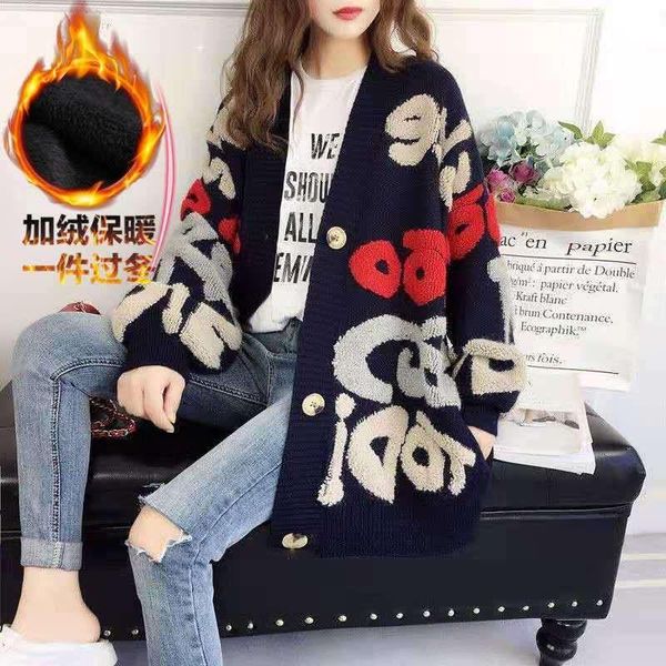 autumn and winter plush thickened korean bottom female alphabet thickened loose and lazy knitted sweater, White
autumn and winter plush thickened korean bottom female alphabet thickened loose and lazy knitted sweater, White