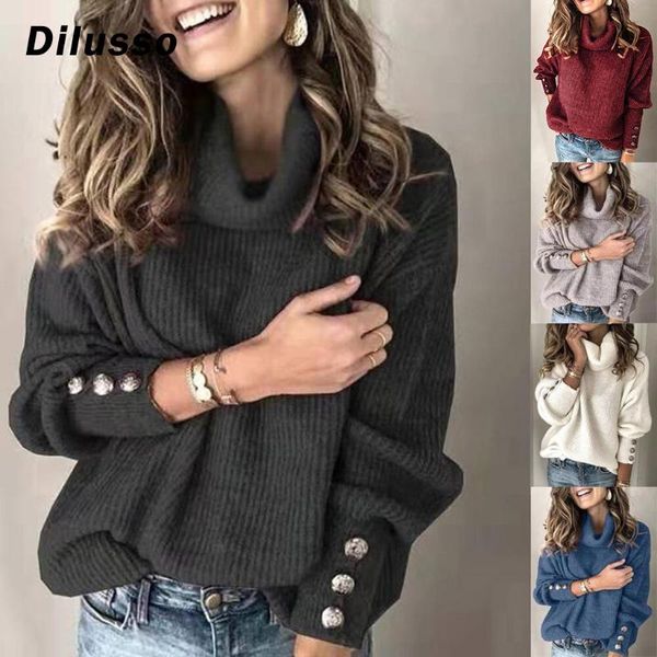 women sweaters fashion solid color pullover round neck warm long sleeve sweater button loose ladies autumn winter chic, White;black
women sweaters fashion solid color pullover round neck warm long sleeve sweater button loose ladies autumn winter chic, White;black