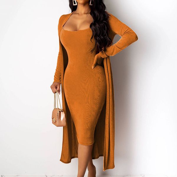 women dress two piece sets spaghetti strap midi dress full sleeve open stitch long coat outfits plus size black club suits t200702, White
women dress two piece sets spaghetti strap midi dress full sleeve open stitch long coat outfits plus size black club suits t200702, White