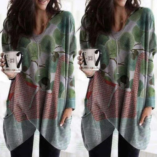 autumn 2020 new long sleeve clothing printed medium length pullover casual women's t-shirt, Black;gray
autumn 2020 new long sleeve clothing printed medium length pullover casual women's t-shirt, Black;gray