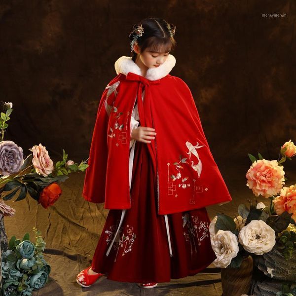 ethnic clothing girl's hanfu cape winter embroidery long cloak chinese children ancient style mantle kids year's wear keep warm1, Red
ethnic clothing girl's hanfu cape winter embroidery long cloak chinese children ancient style mantle kids year's wear keep warm1, Red