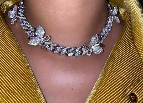 new arrived hip hop 12mm wide cuban chain choker necklace with full cubic zircon paved butterfly charm punk styles hiphop necklaces jewelry, Silver
new arrived hip hop 12mm wide cuban chain choker necklace with full cubic zircon paved butterfly charm punk styles hiphop necklaces jewelry, Silver