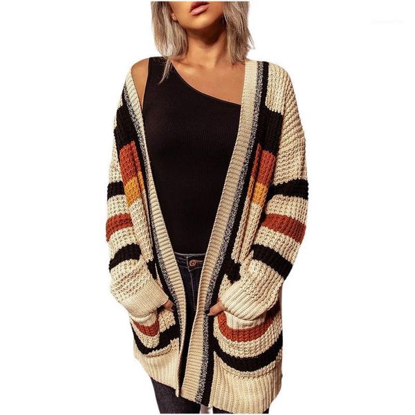 women's knits & tees autumn/spring loose long-sleeve high elasticity sweaters v-neck striped knitted cardigans sweater long coat for wo, White
women's knits & tees autumn/spring loose long-sleeve high elasticity sweaters v-neck striped knitted cardigans sweater long coat for wo, White