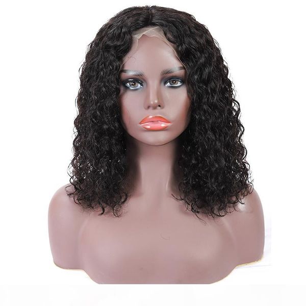 13x4 lace front wigs short curly bob wigs 150% density lace human hair wigs malaysian virgin hair, Black;brown