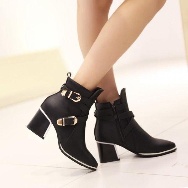 goxpacer british style women boots metal buckle ankle shoes casual shoes women fashion plus size round toe side zip square heel, Black
goxpacer british style women boots metal buckle ankle shoes casual shoes women fashion plus size round toe side zip square heel, Black